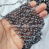 Silver Coted Pyrite Rondelle Rosary Chain, Rondelle Gemstone Beads, Pyrite Beaded Chain, Black Plated Chain – SELLING BY FOOT